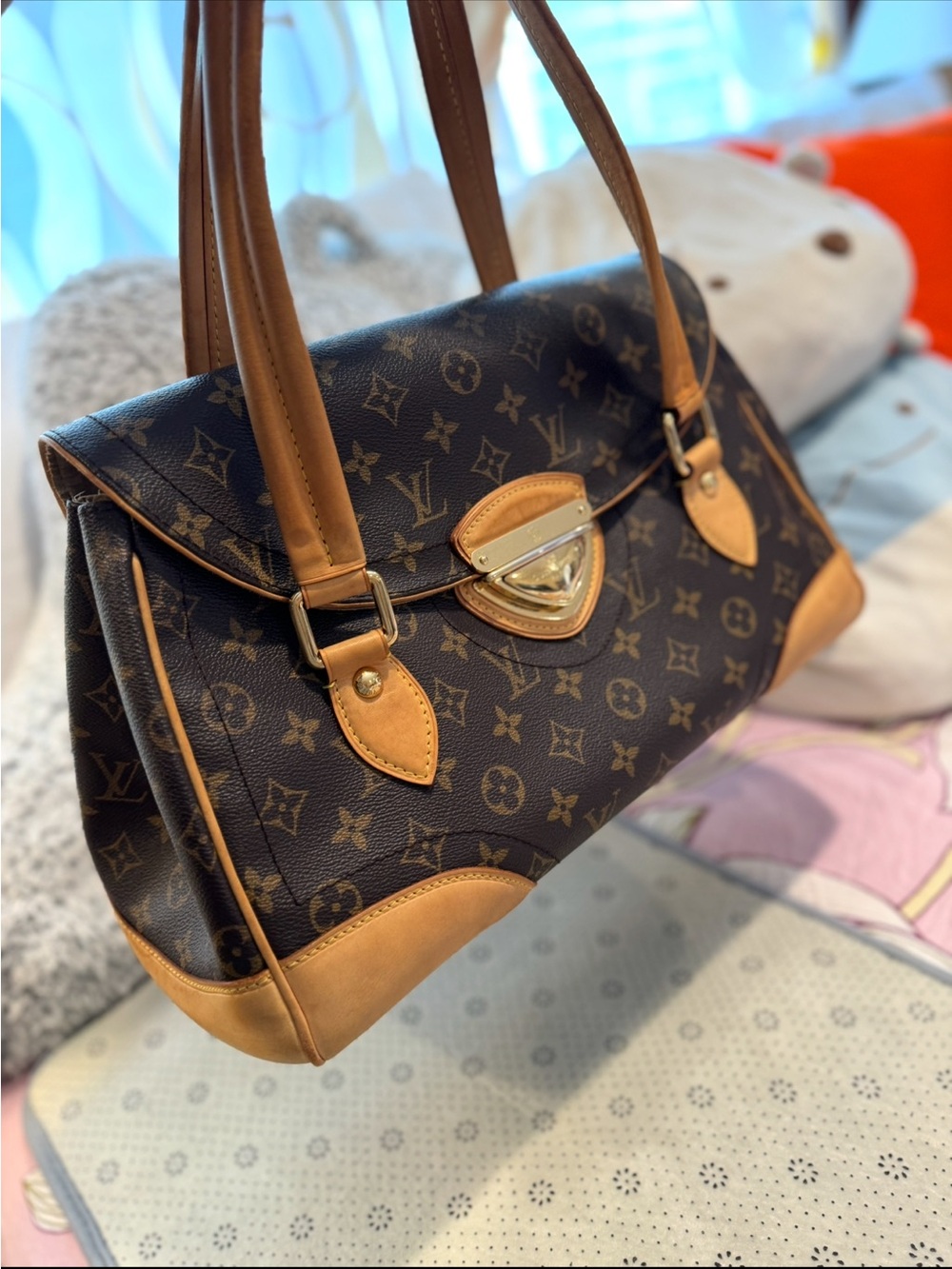 Louis Vuitton Monogram Top-Handle Satchel in Brown and Tan - Picture 6 of 9